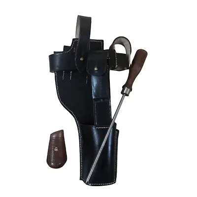 German C96 Broomhandle Mauser Leather Holster W/Cleaning Rod+Grips - Repro Q696 • $128.82