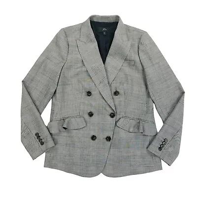 J.Crew Glen Plaid Houndstooth Ruffle Pocket Blazer Jacket Womens Size 10 • $84.99