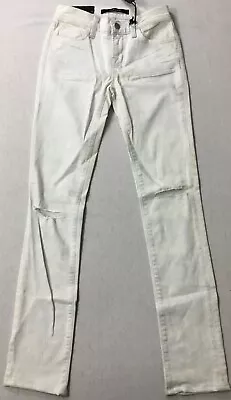 J Brand Women's 30” Distressed Mid-Rise Rail Jeans White Blue Size 24 NWD • $9.99