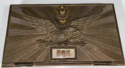 LARGE Antique Cast Brass Flying Eagle Combination USPS P.O. Box Door 11  X 6 1/4 • $119