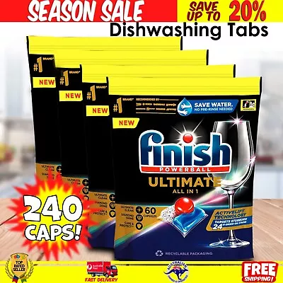 240CAPS Finish Dishwashing Tabs All-in-One Tablets Powerball Ultimate Shine • $111.79