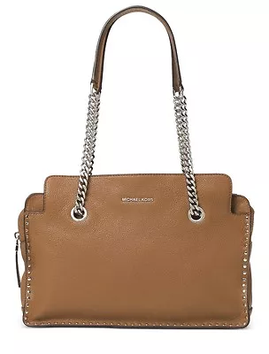 NWT MICHAEL Kors Handbag ASTOR LARGE ACORN Satchel Leather Chain Studs~MSRP$368 • $199