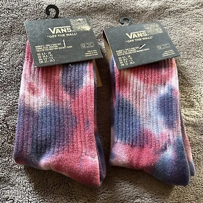 Vans Off The Wall Logo Women  Black   Socks Tie Dye Blue Long  Uk 4-7.5 2 Pairs • £15