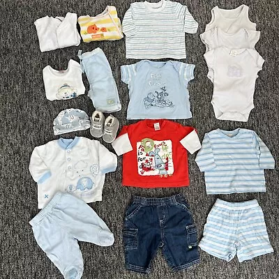 Baby Clothes Bundle Newborn And Boys 0-3 Months X17 Sleepsuits Vests Outfit • £9.99