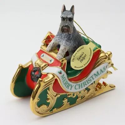 Danbury Mint Miniature Schnauzer 2006 1st Annual Santa’s Helper Sleigh Ornament • $22