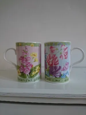 £17.99 • Buy 2 Past Times Cottage Garden Fine Bone China Mugs-sweet Pea&foxglove-new
