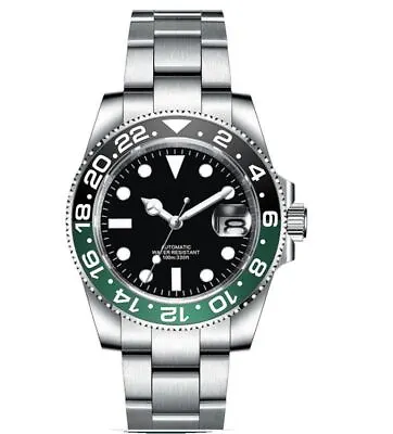 GCS Submariner Mod Watch Starbucks Black / Green Bezel - NH35 Movement • $199.95