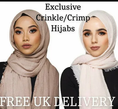 £2.99 • Buy Crinkle Crimp HIGH QUALITY BUY 5 GET 1 FREE Scarf Hijab Headscarf Maxi Plain  