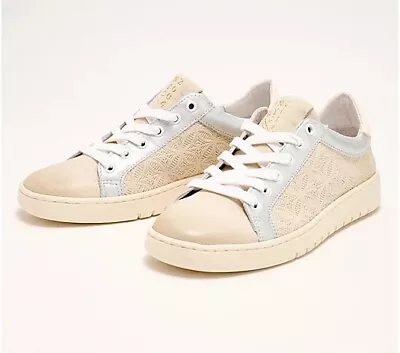 New Miz Mooz Jane & Courtney Lace-Up Sneakers CJ Linen Pewter Size US 7.5-8 M • $45.99