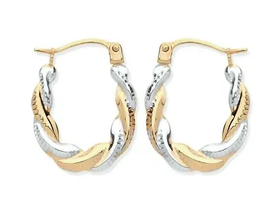 9ct Gold Children's Creole Hoop Earrings - Multi Tone Gold - Solid 9ct Gold • £35.95