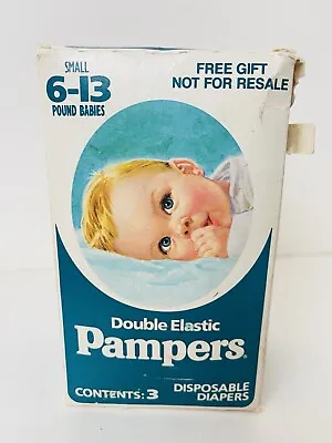 NEW OLD STOCK VINTAGE PAMPERS 1981 Promotional SAMPLE BOX OF 3 DIAPERS NEWBORN • $100