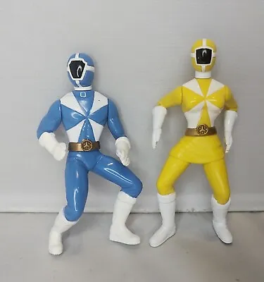 Blue Yellow Mighty Morphin Power Rangers Action Figure Figurine Cake Topper Set • $4