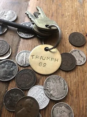 Keychain Key Ring FOB Solid Brass Triumph Motorcycle ‘62  1962. FREE SHIPPING • $7.99