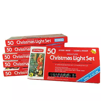 Lot Of 6 Vintage Joybright Miniature Christmas String Lights 50 Multi-Color New • $59