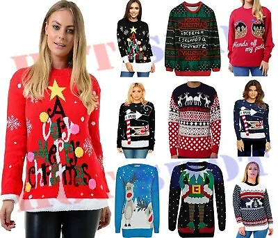 $14.54 • Buy Womens Mens Ladies Unisex Xmas Christmas Sweater Jumpers Knitted Reindeer Retro