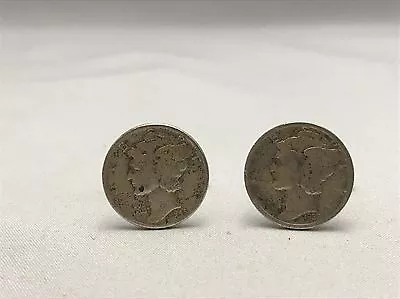 $9 • Buy VINTAGE SILVER MERCURY DIME COIN CUFFLINKS HANDMADE - American Treasure