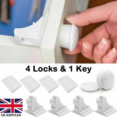 Invisible Magnetic Baby Child Pet Proof Cupboard Door Drawer Safety Lock UK Sell • £7.99