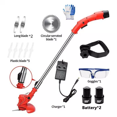 12V Electric Cordless Grass Trimmer Strimmer Garden Edger Cutter With 2 Battery • £26.99