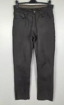 REAL LEATHER TROUSERS Size W32 - L32 Black Men`s Straight Leg Pants • £30