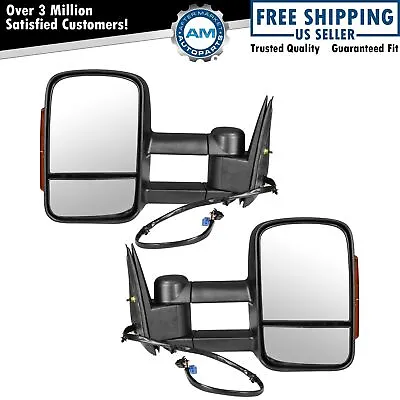 Tow Mirror Power Heated Amber Turn Signal Textured Black Pair For GM Pickup New • $162.27