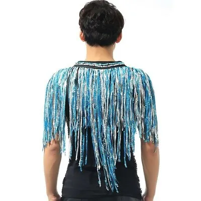 Men Women Sequin Tassel Vest Waistcoat Tank Top Coat Dance Costume Clubwear • £45.31