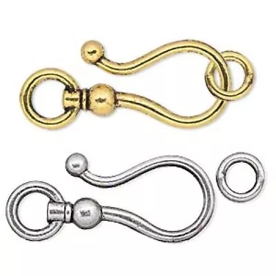 Clasp 2 Sets Antiqued Silver OR Antiqued Gold Large Shepherd's Hook & Eye • $7.97