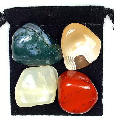 DIGESTIVE SYSTEM REGULATOR Tumbled Crystal Healing Set = 4 Stones + Pouch + Card • $10.99