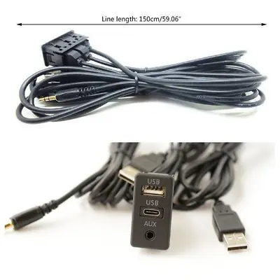 Car AUX Dual USB Port Panel USB Extension Cable Adapter 150CM Dash Flush Mount • $12.19