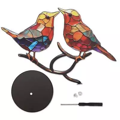 Stained Metal Birds On Branch Double Sided Desktop Ornaments Home Garden Decors • $9.01