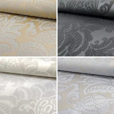 New Arthouse Glisten Victorian Damask Pattern Floral Metallic Glitter Wallpaper • £15.99