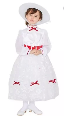 NWT Disney Store 3 3T Red & White Mary Poppins Costume Dress & Hat NEW READ • $105