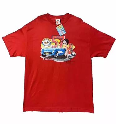 Vintage Y2K Betty Boop Hot Rod Boop Chevrolet GM T Shirt Mens  Car Racing Red • $13.08