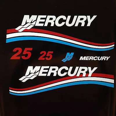  Mercury Outboard Motor Red White & Blue 25 HP Horse Power Cowl Decal Kit  • $54.99