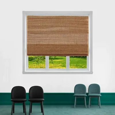 TJ GLOBAL Cordless Bamboo Roman Window Blind Sun Shade Light Filtering... • $42.29