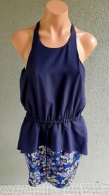 $25 • Buy ❤️ FOREVER NEW Sleeveless Peplum Dress Blue Print Size 10 Buy7=FreePost L025