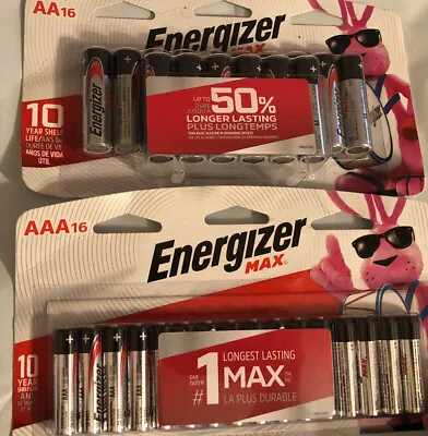 NEW ENERGIZER MAX 16 AAA & 16 AA Batteries Longest Lasting Fast Free Shipping!!! • $22.97