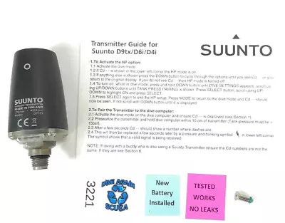 SUUNTO WIRELESS TANK PRESSURE TRANSMITTER Hoseless Scuba Dive Computer • $254.95