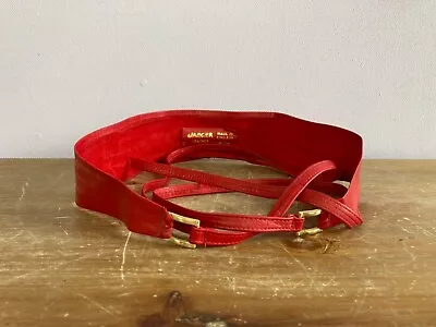Vintage Jaegar Red Leather Obi Belt Waist Belt Wrap 80s Disco Soft Leather • £24.99