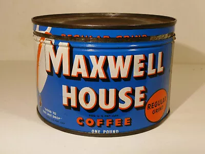 Vintage MAXWELL HOUSE REGULAR GRIND COFFEE Tin Can W Lid--EXCELLENT CONDITION • $24.95