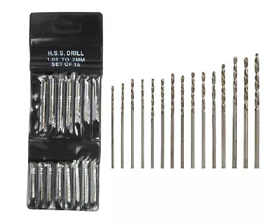 15pc Micro-drill Bit Mini Set High Speed Metric Sizes 1.05 Mm - 2.00 Mm • $8.99