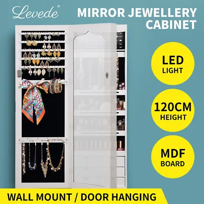 $139.99 • Buy Levede Jewellery Cabinet Full Length Mirror Mirrored Organizer Box Stand White