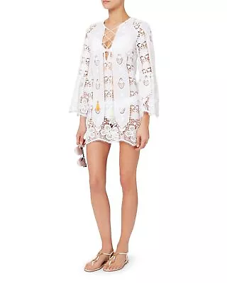 Miguelina Women’s Karla Lace V-Neck  Long Sleeve White Mini Dress Size XS • $68