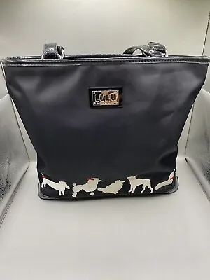 LuLu Guinness Black Tote Handbag Purse Dogs Life Poodle Dachshund Boston Pom • $20.99