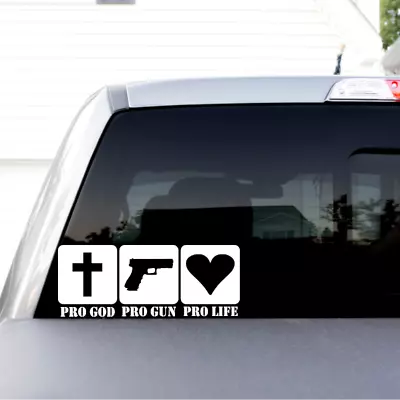 Pro God Pro Gun Pro Life Vinyl Decal For Window Laptop Tumbler Bumper Sticker • $4.99