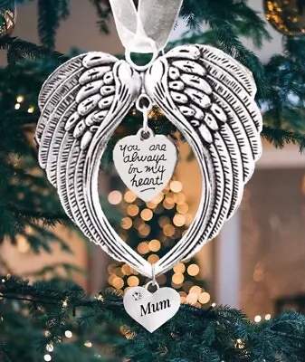 Angel Wings Memorial Christmas Tree Decoration In Loving Memory Gift Mum Dad Nan • £3.95