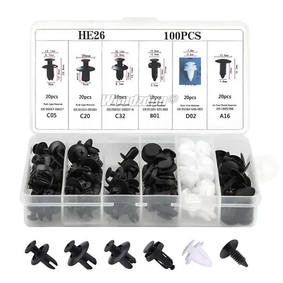 100pcs 6size Clips Fender Liner Blind Rivet Bumper Retainer Push In Fastener Kit • $7.40