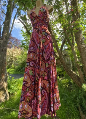 £18 • Buy Phase Eight UK 10 1970s Style Paisley Maxi Sheath Silky Jersey Body Sculpt Dress