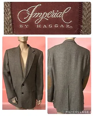 Vintage Haggar Blazer Imperial Tweed Mens 44R Wool Sport Coat Jacket Two Button • $25.60