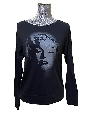 Vintage Marilyn Monroe Shirt Pullover Graphic Print Top Black Long Sleeve M • $24