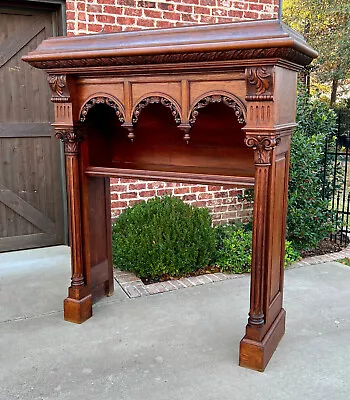 Antique French Fireplace Mantel Surround Renaissance Revival Carved Oak • $8800